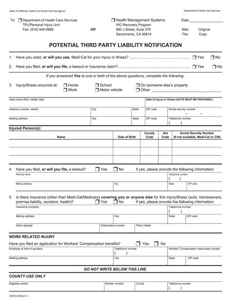 dhcs personal injury forms